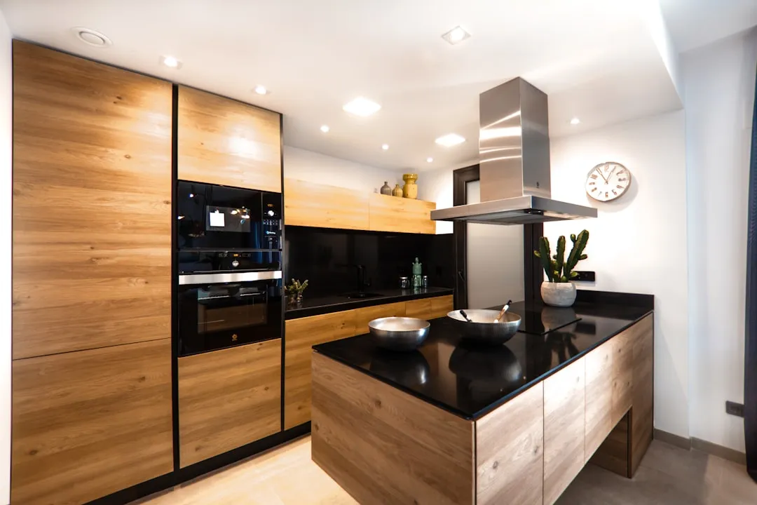 brown wooden kitchen cabinet